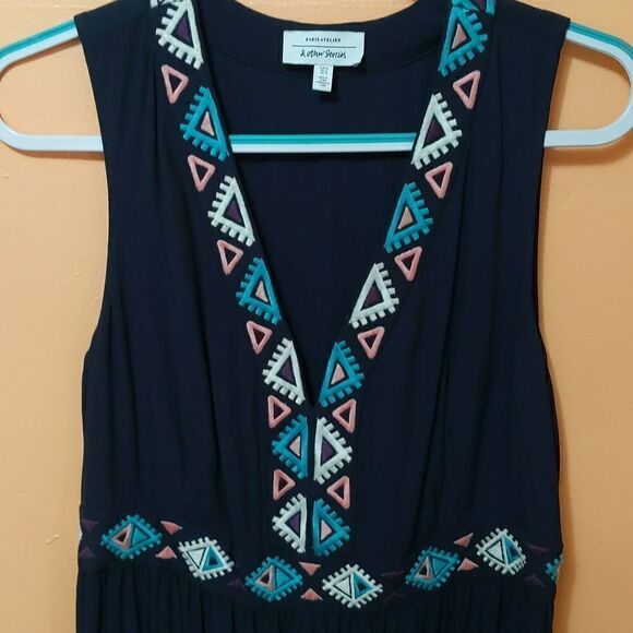 &Other Stories Blue Embroidered Maxi Dress sz 10 - Picture 4 of 13